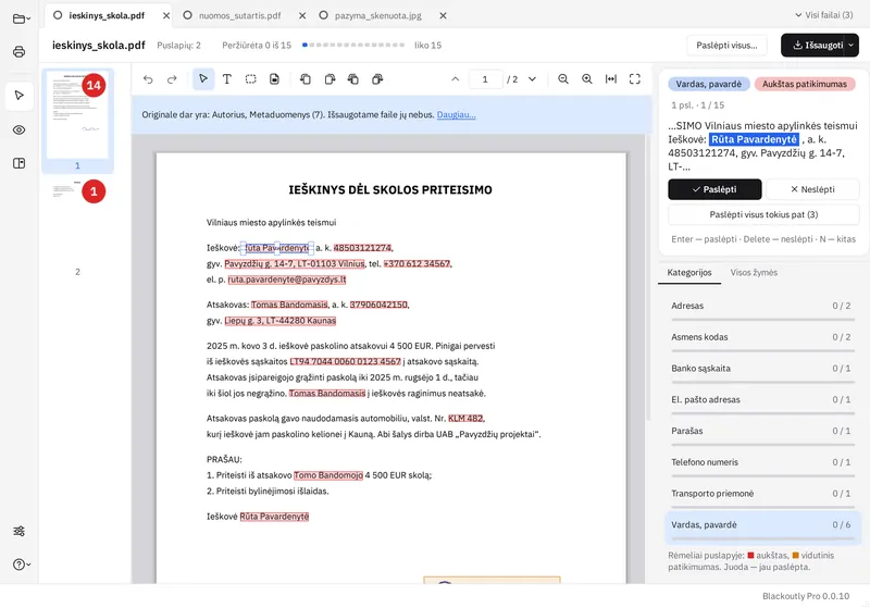 Peržiūra po vieną