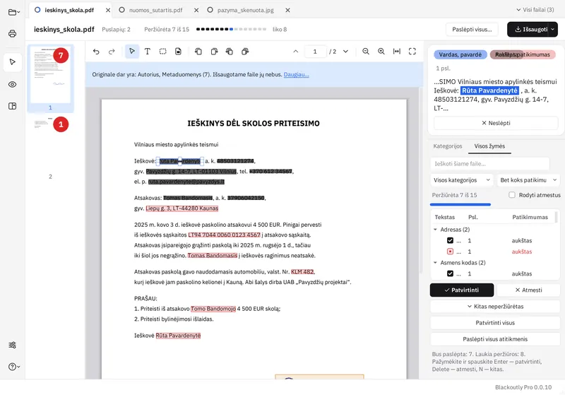 Visos žymės viename sąraše